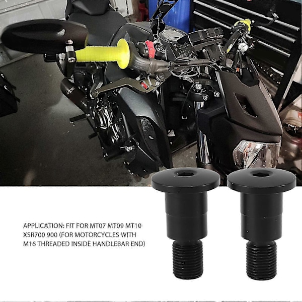 2 st Motorcykelstyre Ändspegel Adaptrar M16 Gänga Aluminiumlegering för MT07 MT09 MT10 XSR700 900
