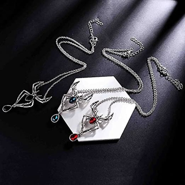 Vintage Gotisk Spindel Halsband Halloween Kristall Spindel Hänge Halsband Punk Stil Reptil Djur Smycken