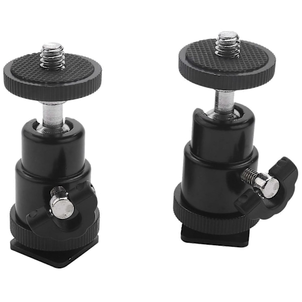 Mini Kulhuvud [2-pack] Med Blixtskofäste Adapter 360 Grader 1/4 Tum Små Kulhuvuden Vridbara -Ba