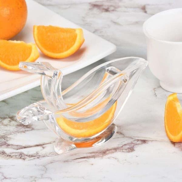 Individuell citronspruta, manuell citruspress, handpress, akrylservis, transparent serveringsfat