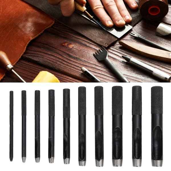Set med 10 läderhålstansar för hantverk, läderbälte, hålstans 1mm-10mm
