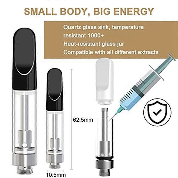 20 stk Tomme Lagringskassetter for 1,0 ml Glasskeramikk, Enkle å Fylle, Svart og Hvit