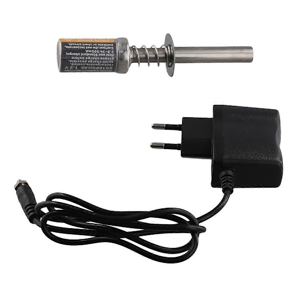 For RC Nitro 1.2 V 1800MAH 3600mah Glødepluggtenner Passer for RC Bil 1/8 1/10 80101 Oppladbar Lader, EU-kontakt