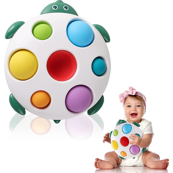 Tidlig Uddannelse Silikone Baby Simple Dimple Sensorisk Legetøj Med Bidefunktion, Flip Board Gave (skildpadde) Til Småbørn 6 Måneder+