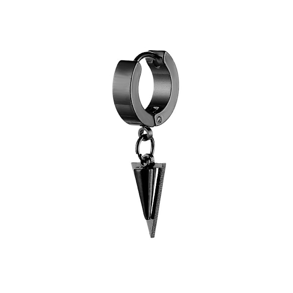 Piercing Earring Thick Ring with Triangular Pendant Black