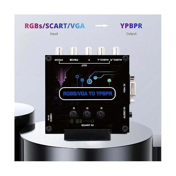 RGBS VGA Scart Till Ypbpr Komponent Konverterare, Video Signal Transkodnings Konverterare Färgskillnad Vi