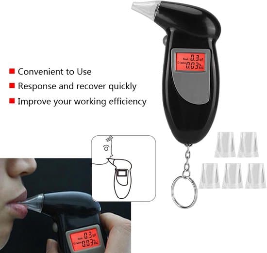 Digital Alcohol Tester with LCD Screen and 5 Mouthpieces