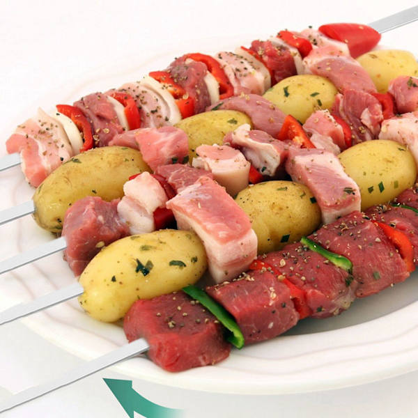 10 stk. Kabob Spyd Flade Metal BBQ Grillspyd Rustfrit Stål Kabob Pinde Genanvendelig Grillning