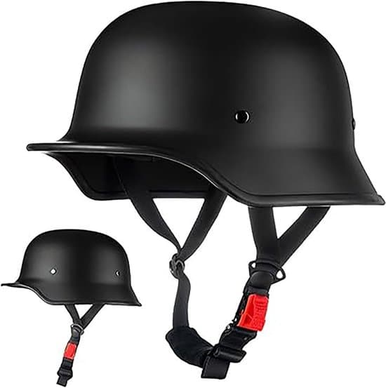 Motorcycle Half Helmet, Approved Retro Half Helmet, Jet Helmet with Quick Release for Cruiser, Chopper, Biker, Moped, Matte Black