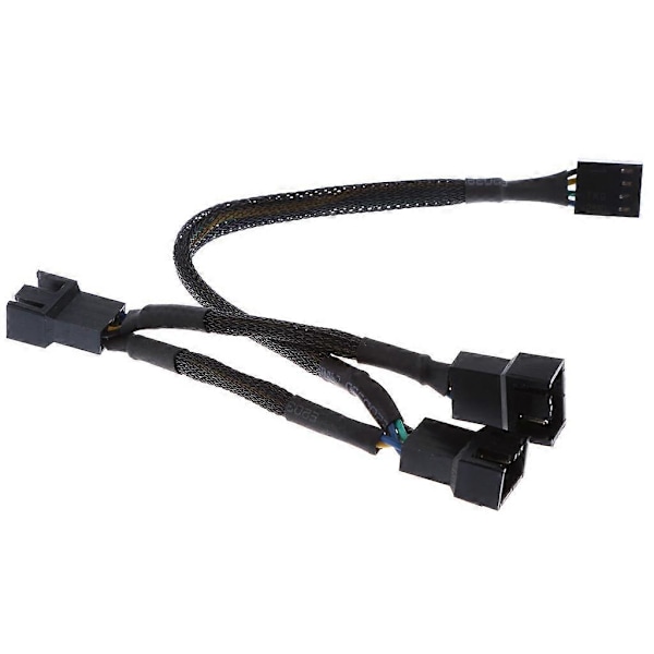 Fire-pin kabel PWM-blæsersplitter til 3 adapter, sort sleeved