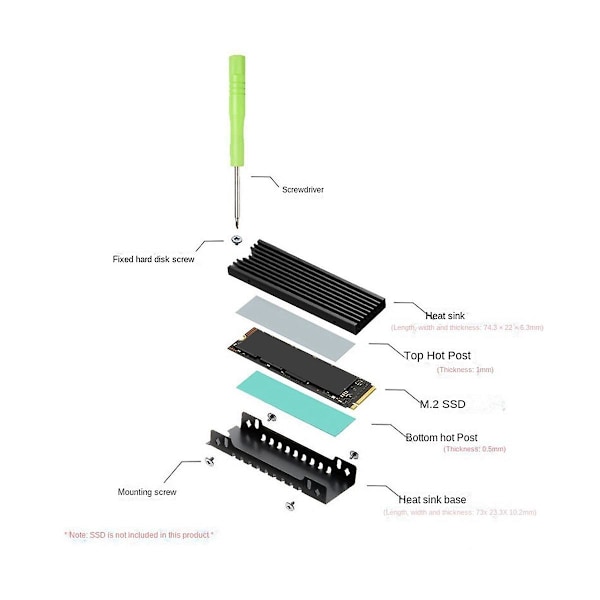M.2 2280 NVMe Kylare M.2 SSD Kylare Kylplatta Aluminium Spridning med Termisk Pad för M2 22