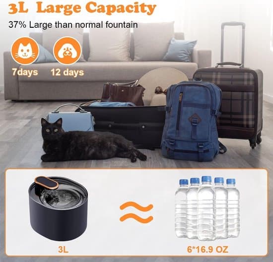 Cat Fountain 3L - Silent, with filter, water pump, USB & EU adapter (blue-black)