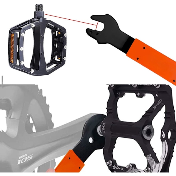 Cykelpedalnøgle, dobbeltsidet cykelnøgle reparationsværktøj 15, 16, 17 mm til mountainbike MTB BMX-cykel