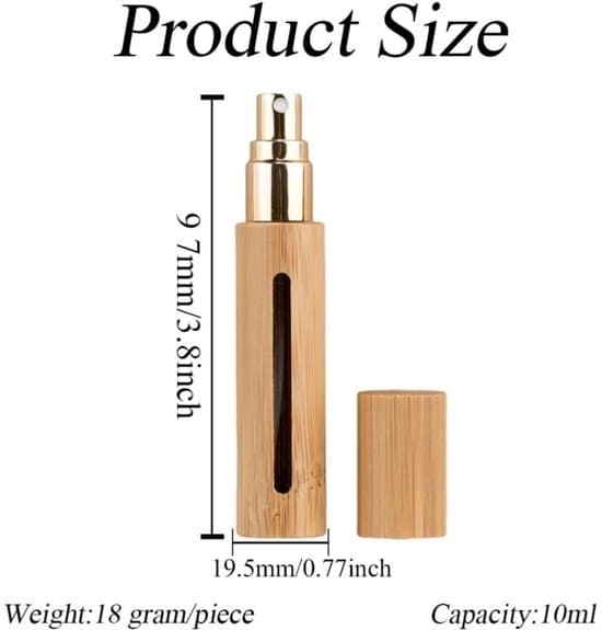 2 stk. - tomme bambus sprayflasker - mini parfumeflasker - duftflasker - med glasindvendig - til makeup, lotioner og parfumer - 97×19.5mm