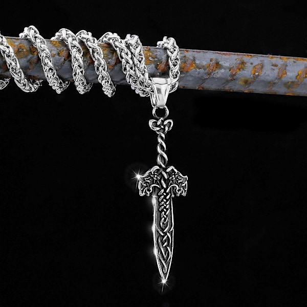 Skandinaviskt 316L Viking Rostfritt Stål Vikingasvärd Runhänge Herr Street Rock Smycken Accessoarer Herr BFF Gåvor