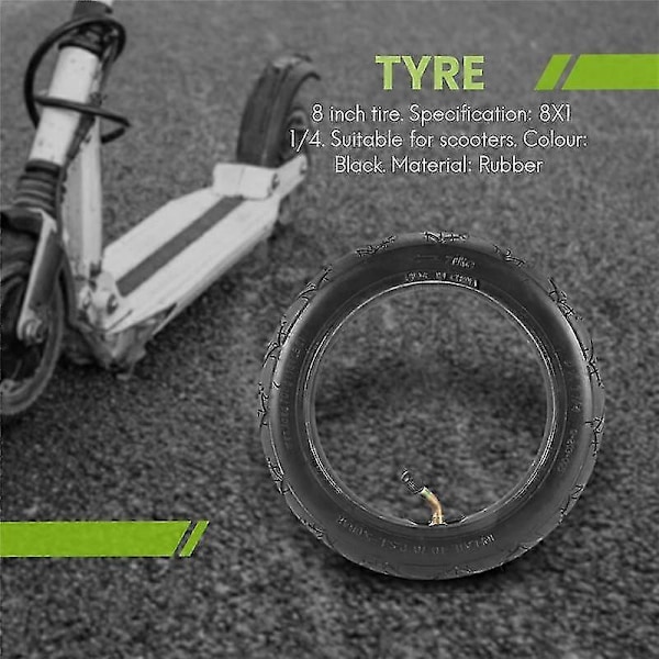 Godt 8 Tommer Dæk 8x1 1/4 Scooter Dæk & Indvendig Slange Sæt Bøjet Ventil Passer til Cykel Elektrisk / Benzin Scooter