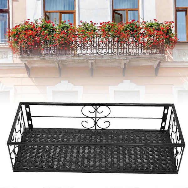 Hängande Blomlåda för Balkong, Järn Balkonghylla för Växter, Metall Blomlåda för Balkong, Blomsterställ för Balkong, Stöd för F