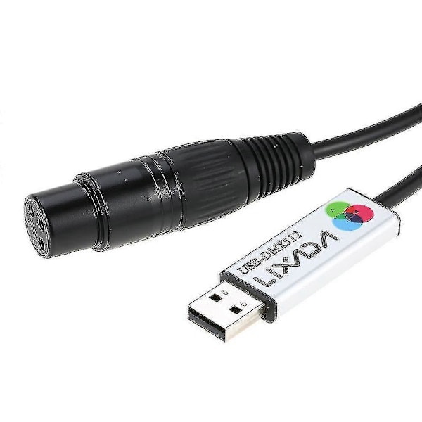 Lixada USB til DMX Grensesnitt Adapter - LED DMX512 Datamaskin PC Scenebelysning Kontroller Dimmer