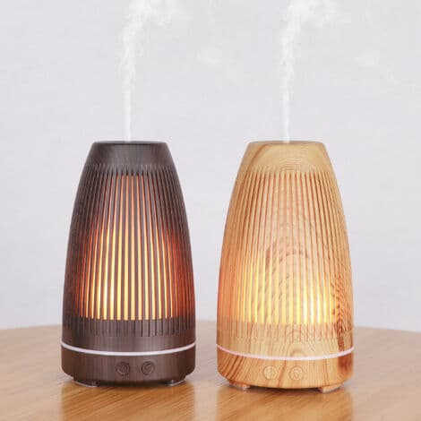 Elektrisk æterisk oliediffuser, ultralyds luftfugter, aromaterapi diffuser med 7 farvede LED-lys til hjemmet, yoga, kontor, spa, soveværelse - træ