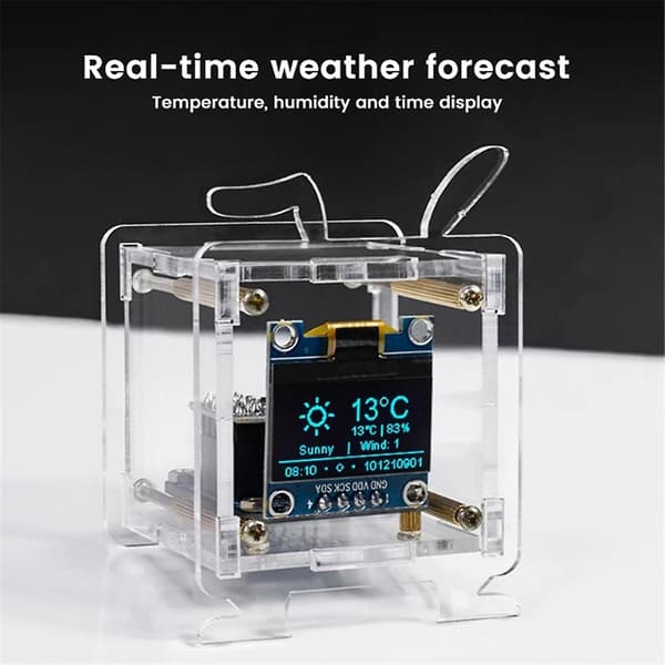 Mini Elektronisk Klocka DIY-Kit OLED 2.4G WIFI Tid Temperatur Luftfuktighet Datum Vecka Väderprognos I