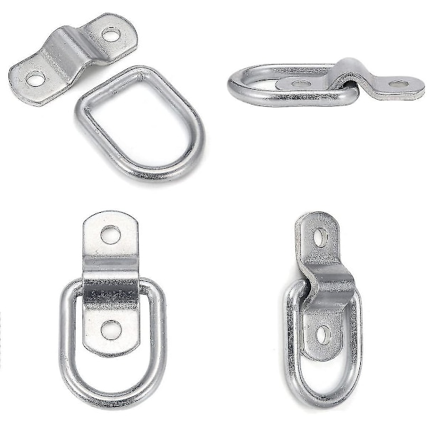 10 Pak D-Ring Spændebåndsanker, 1/4 Rustfrit Stål Hårdt Spændebåndsringe