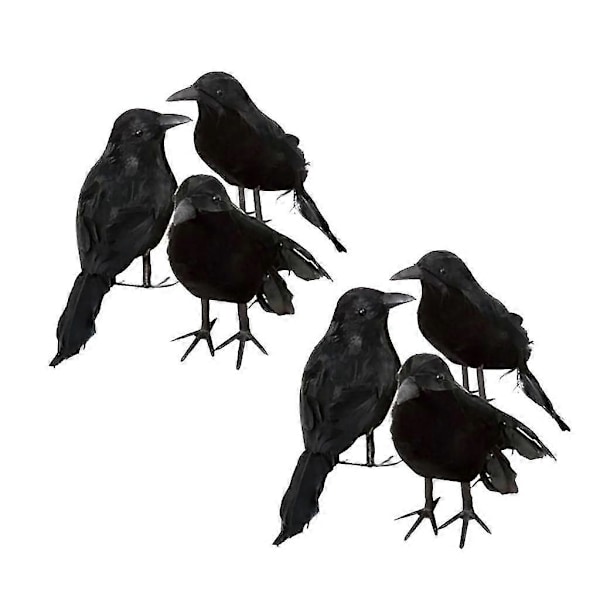 6 X Halloween Dekoration Krage Kunstig Ravn Krage Med Fjer Bla Fugl,3402 2024THO