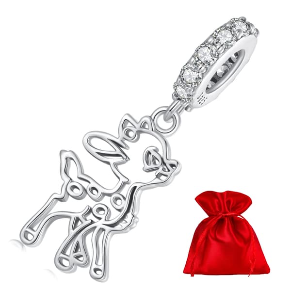 Bambi deer charms pendant silver 925 beads