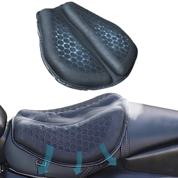 Foldable Gel Motorcycle Seat Cushion, Large 3D Honeycomb Structure for Shock Absorption and Ventilation, Suitable for Long Rides.