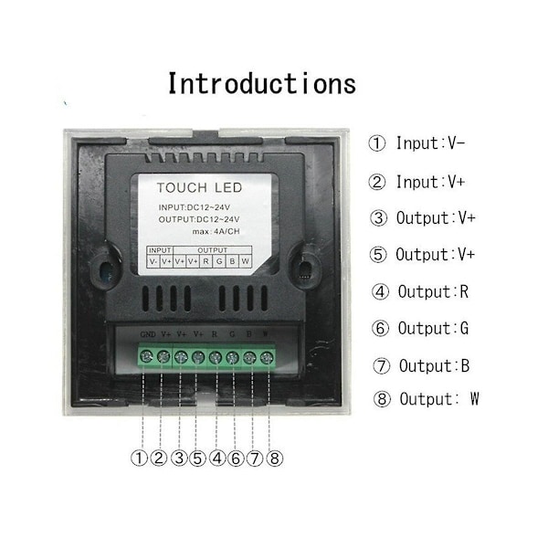DC12V-24V RGB / RGBW Vægmounted Controller Glaspanel Dimmer til LED-Strimler Lampe Sort