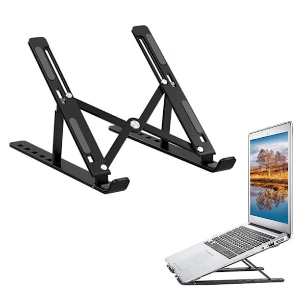 Bærbart foldbart laptopstativ – Ergonomisk laptopstativ sort
