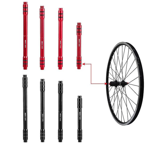 12 mm:n ja 9 mm:n sovitin pyörän läpiakselille, 100 mm etupyörän navan sovitin