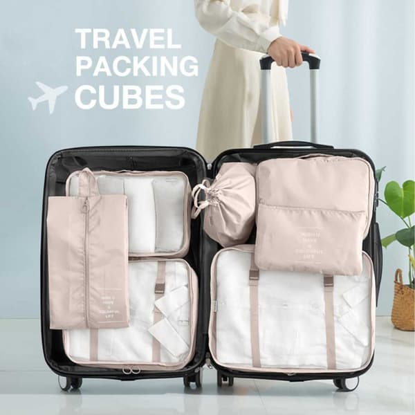 Travel Organizer Packing Cubes for Suitcase 7pcs Bag Inserts Beige