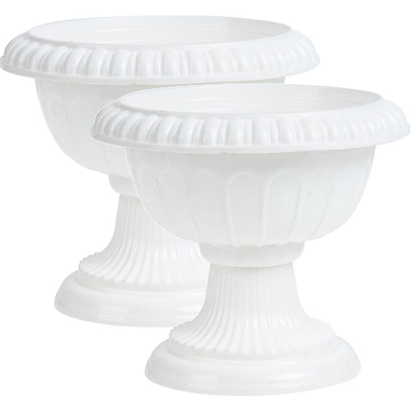 2 st Utomhus Dekor Urna Blomkrukor Utomhus Inomhus Blomkruka Trädgård Urna Planter Vit Urna Planter Pot Veranda Pot-Yvan