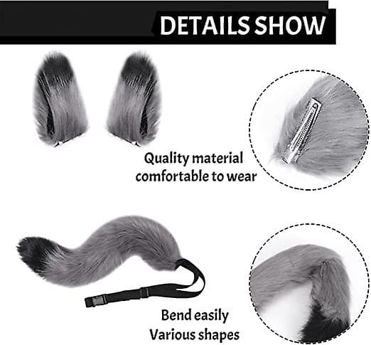 Fox Tail Cat Clip Øre Sæt Kunstig Pelsagtig Fox Hale Rollespil Kostume