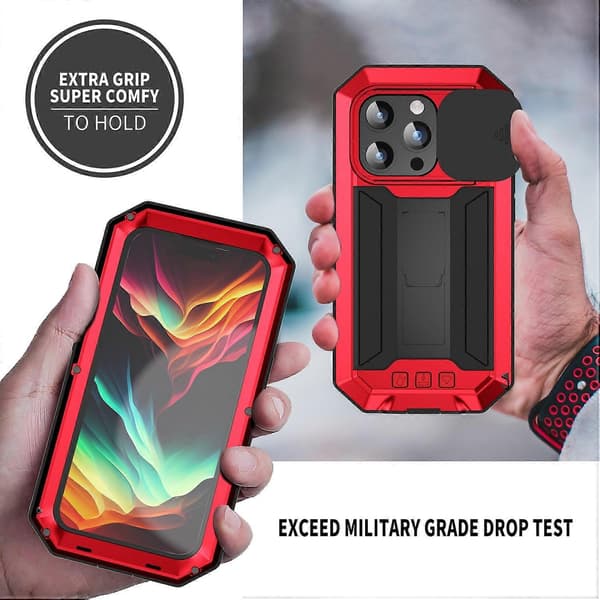 Skyvbart Kamera IP54 Liv Vanntett Holder Mobilskall Rød Red For iPhone 15 Pro Max