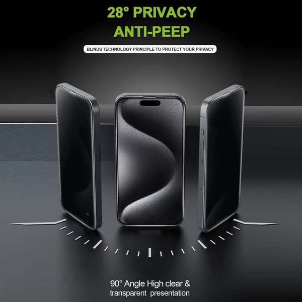 Privacy Tempered Glass Screen Protector for iPhone 14 Pro Max - 9H Scratch Resistant, Easy, Bubble-Free Installation