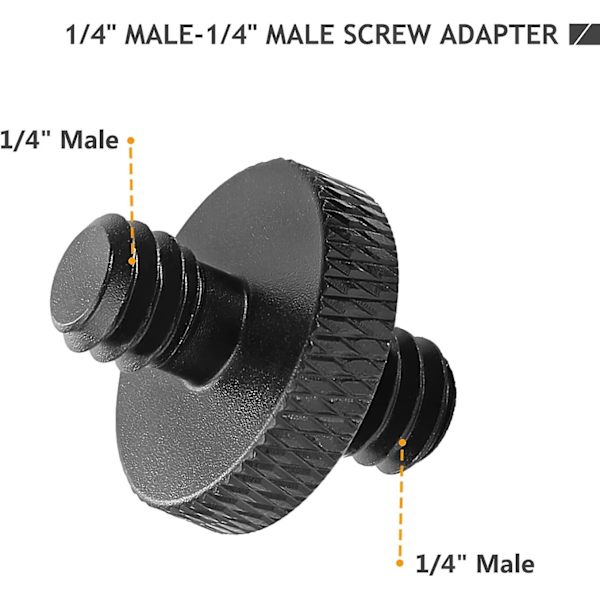 1/4\" Uros - 1/4\" Uros Jalustaruuvin Adapteri Kaksipuolinen Standardikiinnityskierremuunnin Kamerahäkin Kiinnitykseen (2 kpl)