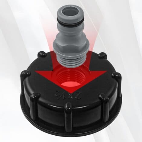 2 stk. IBC-tanklåg, S60x6 IBC-fitting/nippellåg, 1/2\" udløbsdiameter, 60 mm indløbsdiameter til IBC-tankventil - Sort