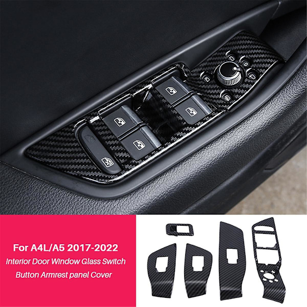 for A4L/A5 2017-2022 Innvendig Dør Vindusglass Bryter Knapp Armlene Panel Deksel Klistremerke Trim