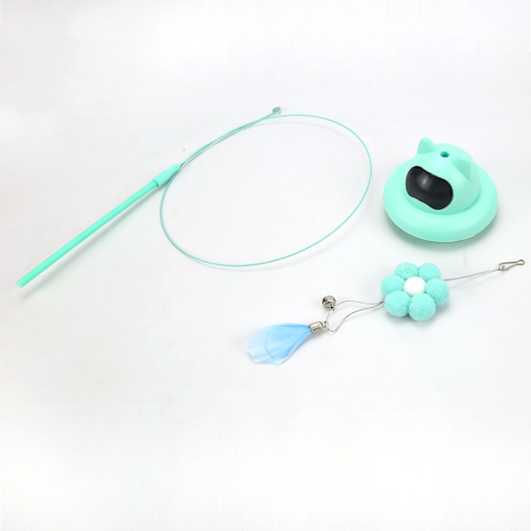UFO Suction Cup Feather Cat Teaser - Interactive Cat Toy for Self-Play Blue