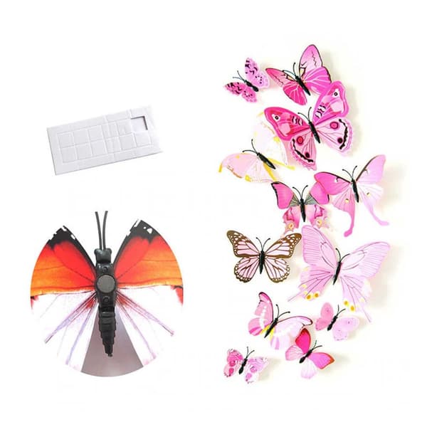 12-pack Butterflies 3D Wall Decal Wall Decor Wall Decoration Pink
