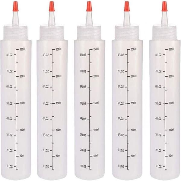 5 individuella såsflaskor, 250 ml - extruderingstyp - plastmaterial