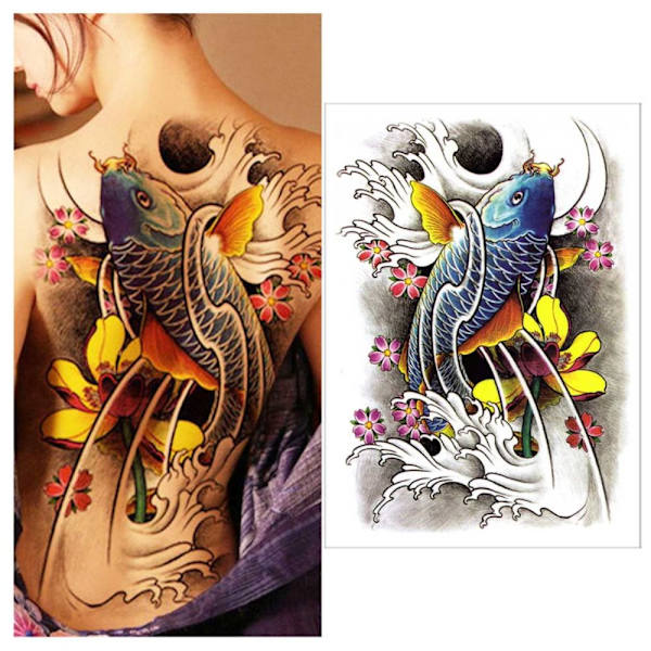 Temporary Tattoo Full Back Koi Fish