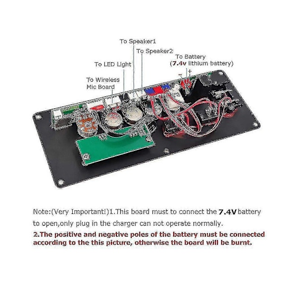 7.4v Forsterkerkort Firkantet Dans 2x10w Høytalerforsterker Støtter Bluetooth Aux U-disk 5-8inch Høytaler DIY Hjemmekino