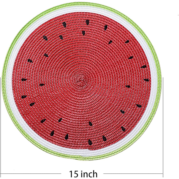 Pyöreät punotut tabletit 38 cm pyöreät pöytätabletit ruokailuun, lämmönkestävät tabletit, 6 kpl (vesimeloninpunainen)
