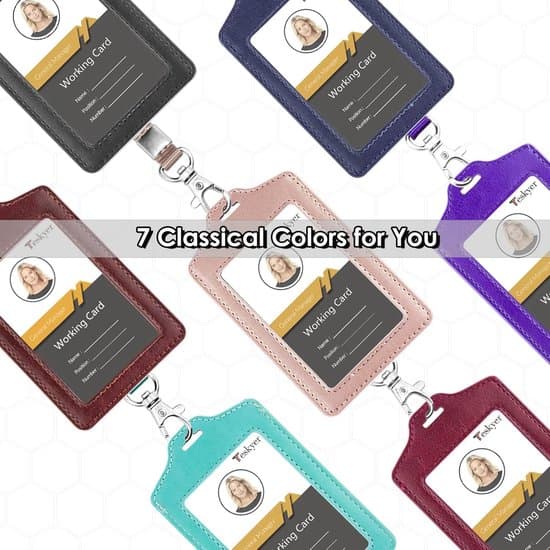 2-piece double-sided transparent card holder with lanyard, PU leather, for work/subway.