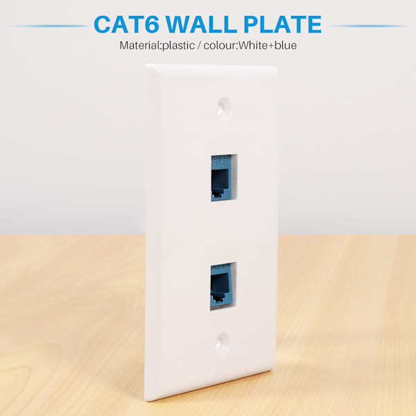 4 stycken 2-ports Ethernet väggplatta, RJ45 Cat6 hona till hona inline-kopplingar frontplattor