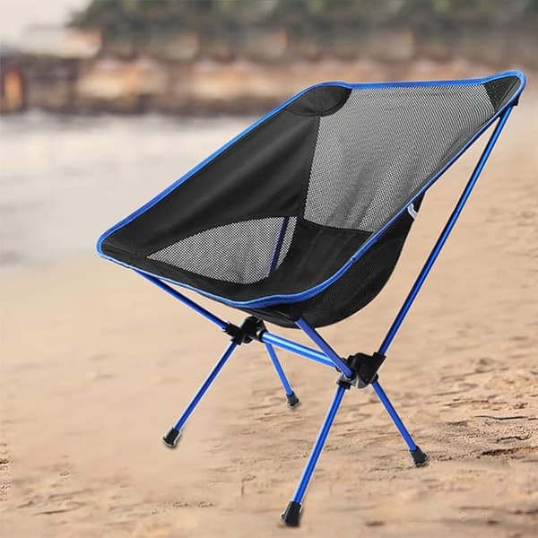 Foldsammen campingstol belastning ca 150 kg sort blå