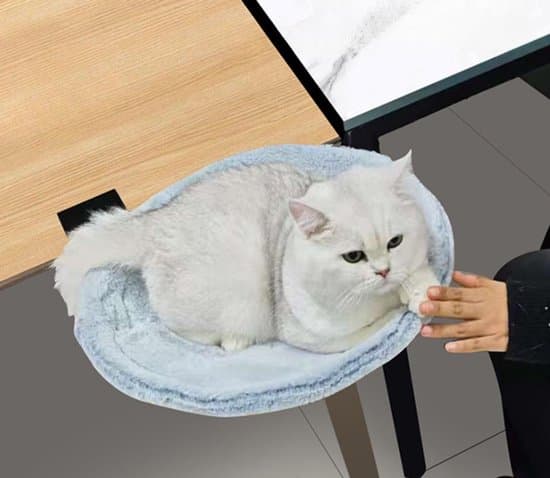 Cat Hammock for Desk - 1 Piece - 40cm Loop Diameter - Soft Fabric Cat Bed - Suitable for Office Desks and Indoor Cat Beds - White