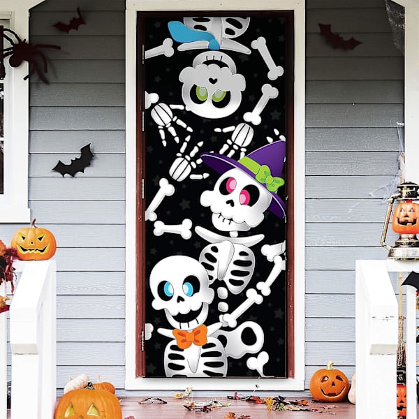 Söpö Luuranko Oven Suojus Halloween-oveen, Ikkunaan ja Seinäkoristeeksi